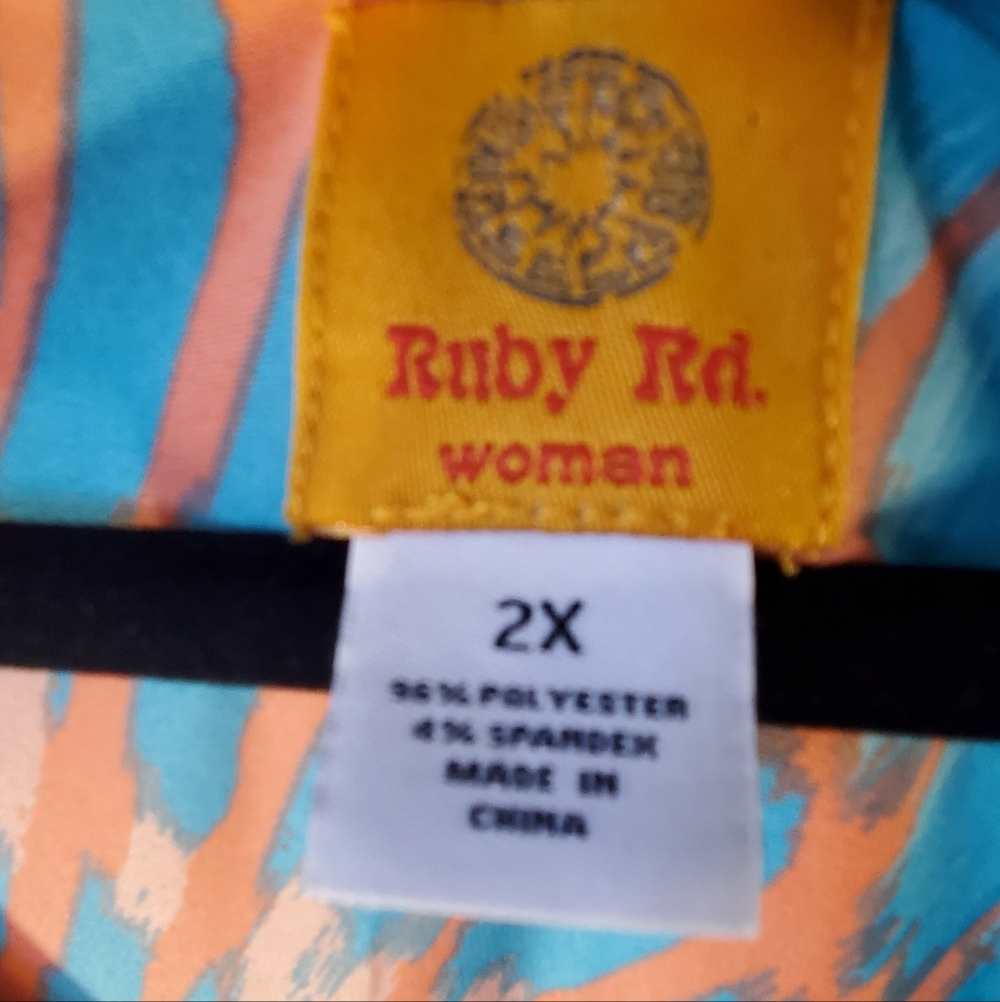 Ruby Red Vibrant Blue and Orange Dress Womens 2X - Picture 5 of 8